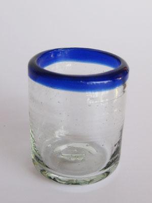 Ofertas / Juego de 6 vasos tipo Chaser pequeño con borde azul cobalto / Éste útil juego de vasos pequeños tipo Chaser es ideal para acompañar su tequila con una sangrita.